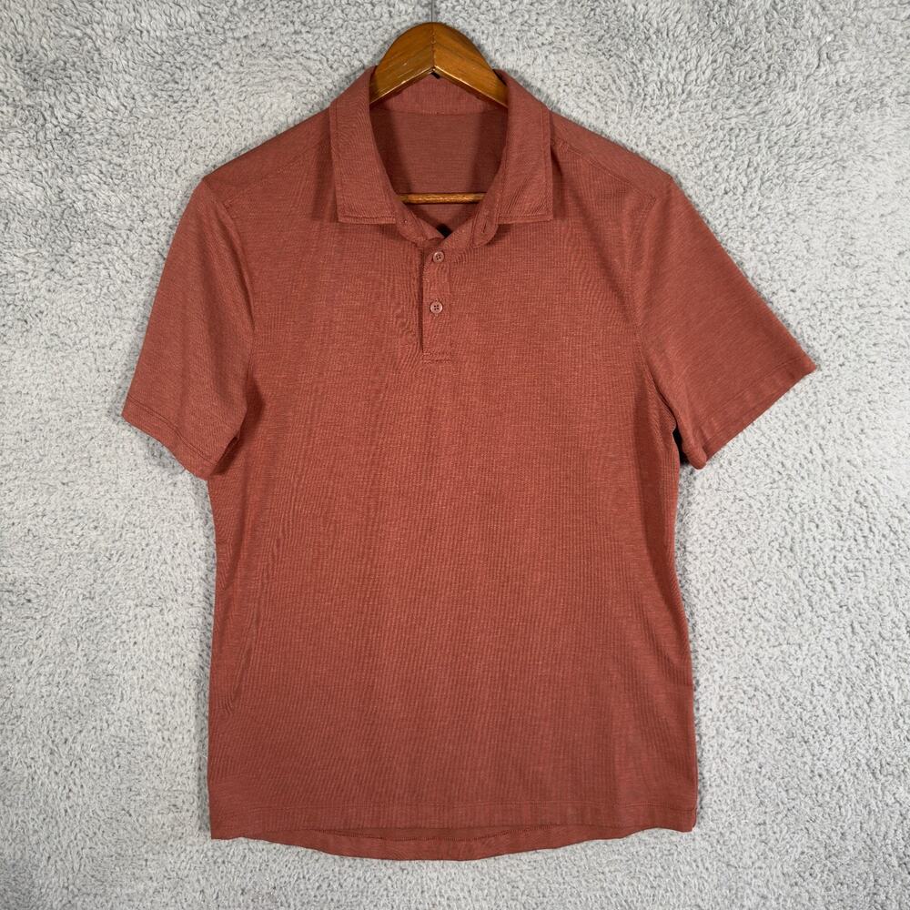 Lululemon Evolution Polo Shirt Men's Large Rust Performance Brown Orange